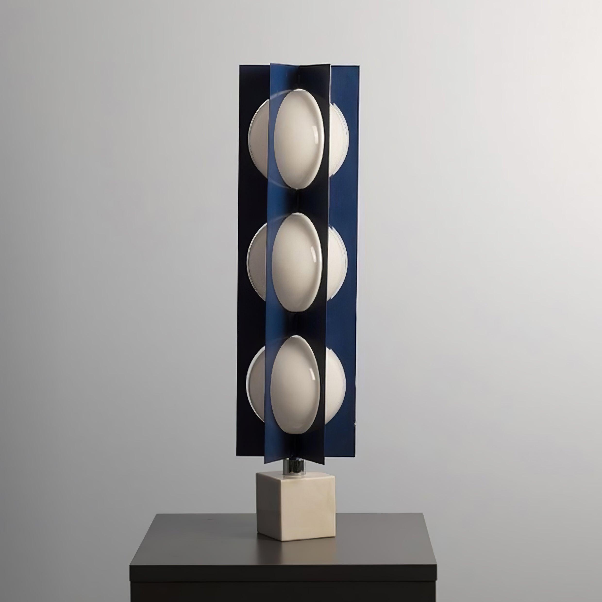 Modern Blue Column Cascade Tower Floor Lamp with Multi Tiered PVC Shades