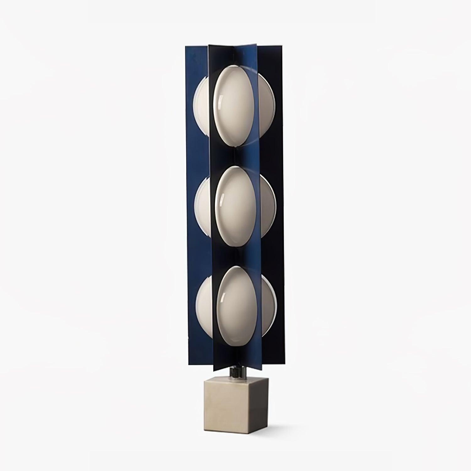Modern Blue Column Cascade Tower Floor Lamp with Multi Tiered PVC Shades