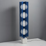 Modern Blue Column Cascade Tower Floor Lamp with Multi Tiered PVC Shades