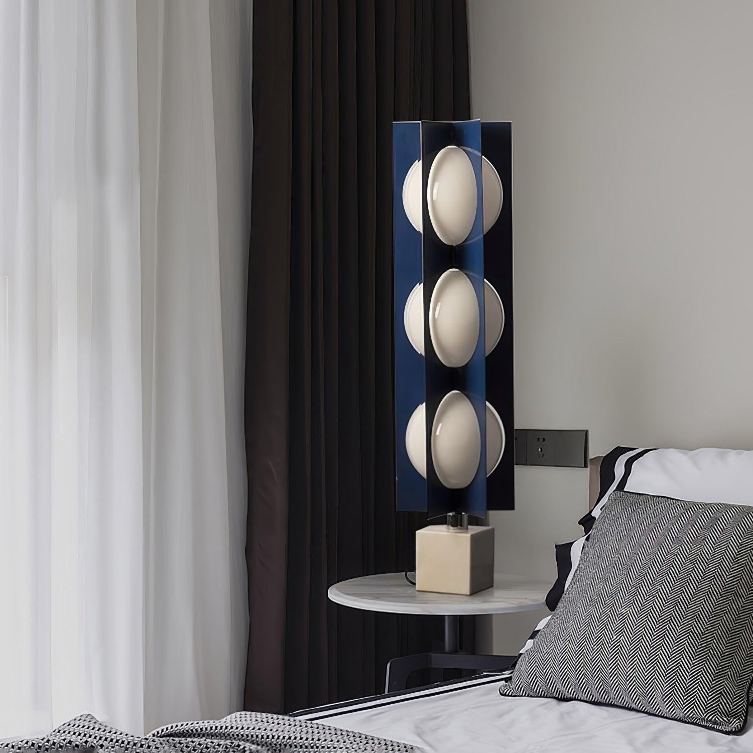 Modern Blue Column Cascade Tower Floor Lamp with Multi Tiered PVC Shades