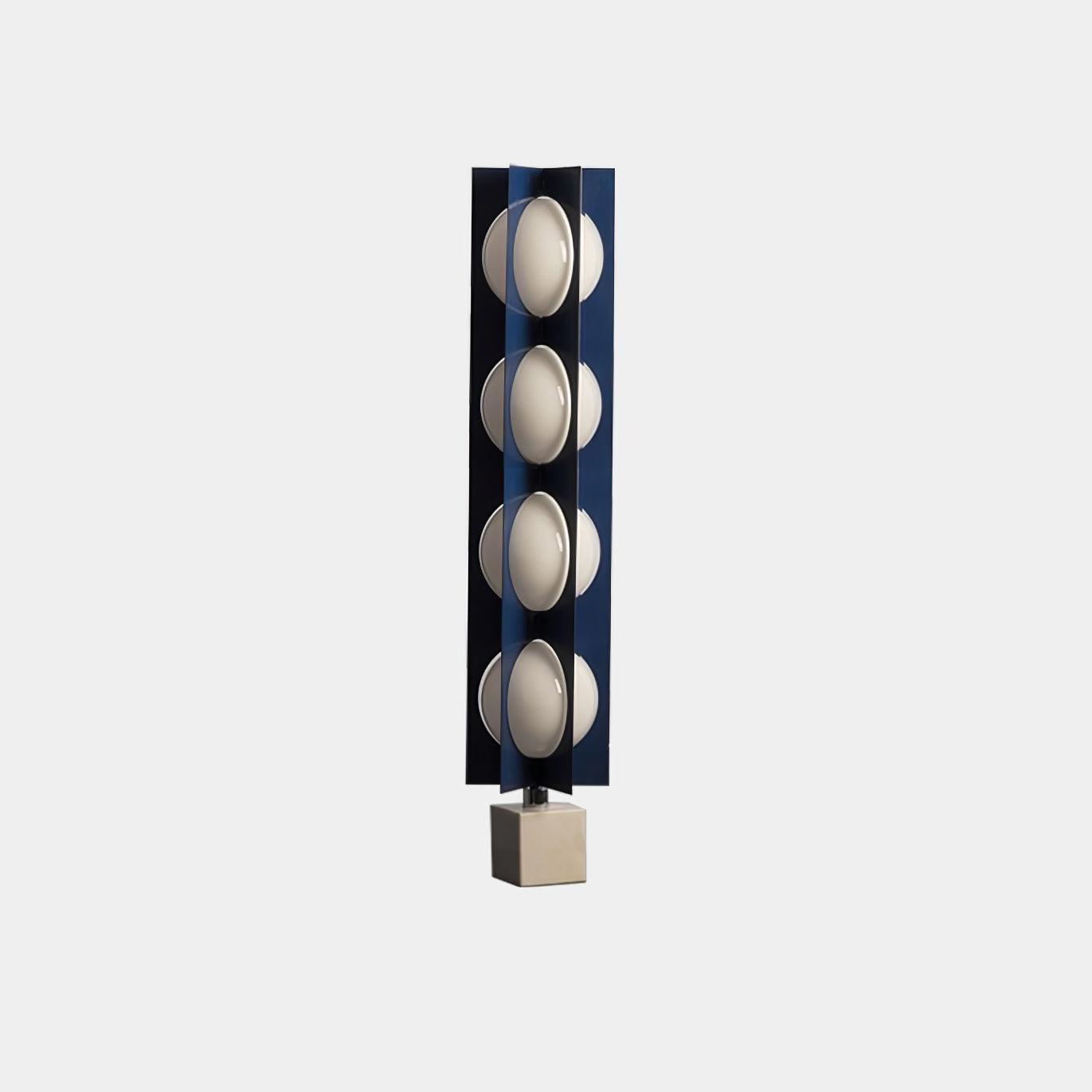 Modern Blue Column Cascade Tower Floor Lamp with Multi Tiered PVC Shades