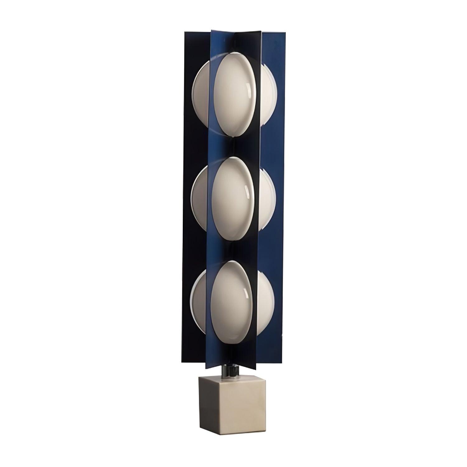 Modern Blue Column Cascade Tower Floor Lamp with Multi Tiered PVC Shades