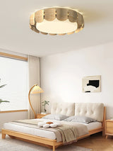 Modern Walnut Wood Grain LED Flush Mount Ceiling Lamp Cascadia Flare Style