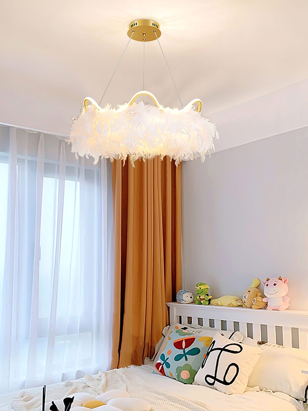 nordic-white-feather-pendant-light-with-cat-ear-design-and-adjustable-led