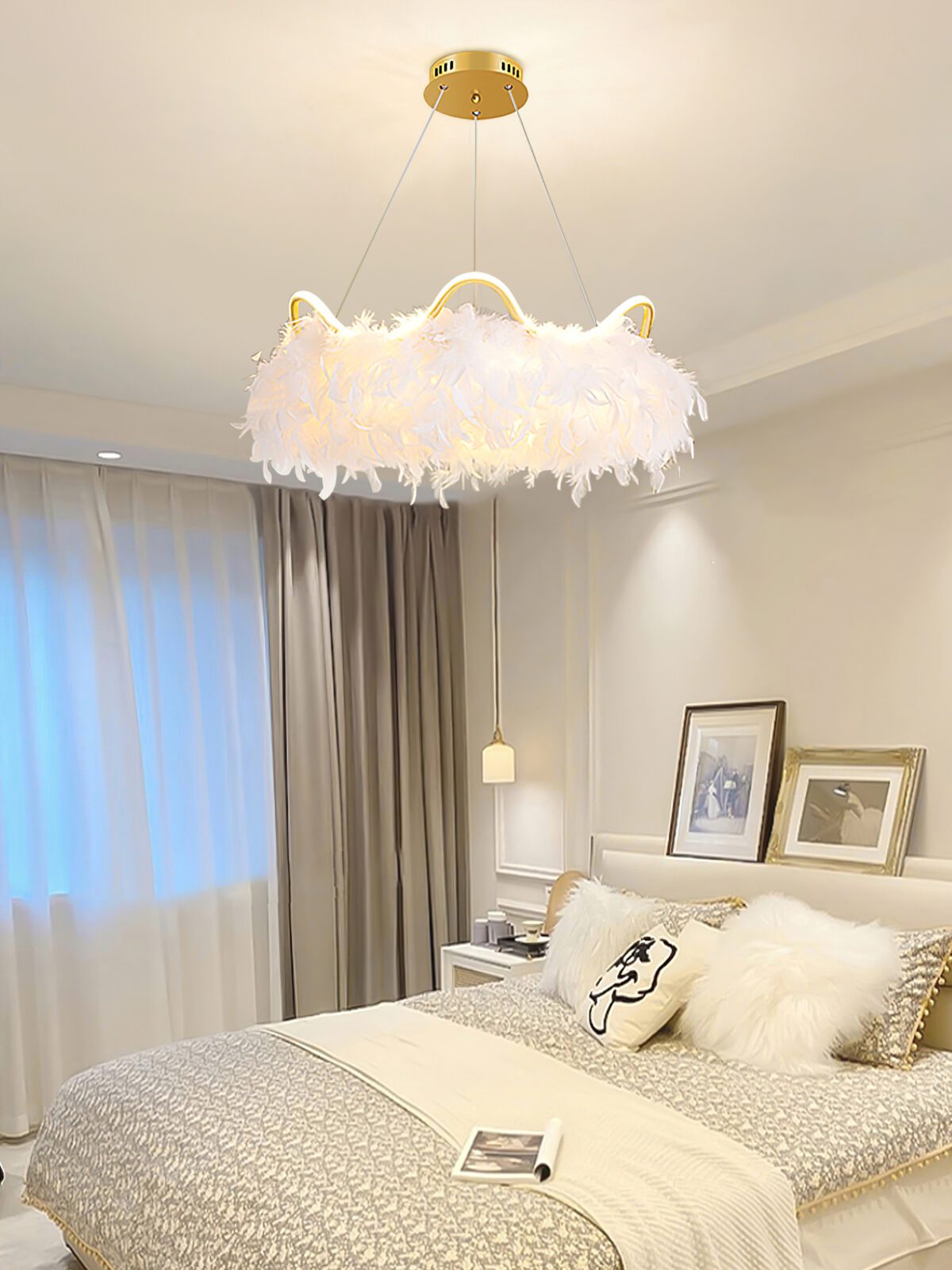 nordic-white-feather-pendant-light-with-cat-ear-design-and-adjustable-led