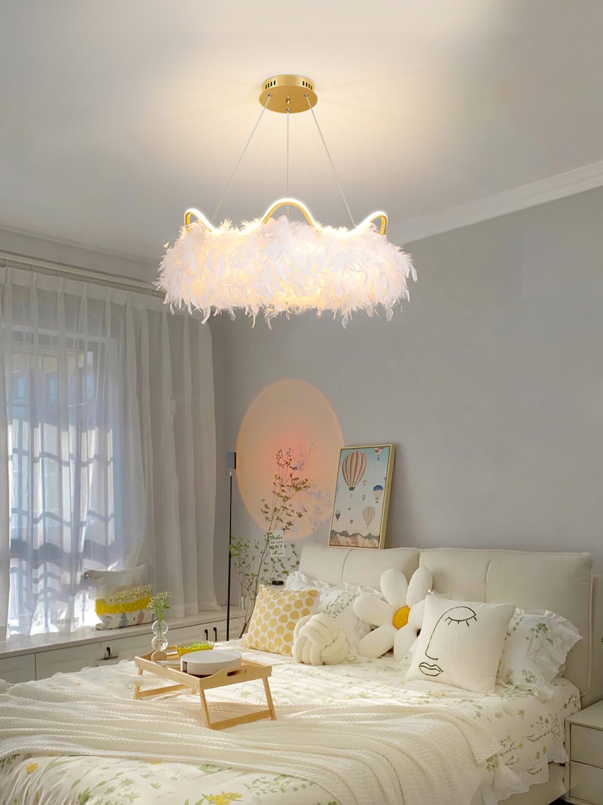 nordic-white-feather-pendant-light-with-cat-ear-design-and-adjustable-led