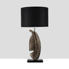 Cayo Metallic Gold Table Lamp with Black Marble Base and Fabric Drum Shade