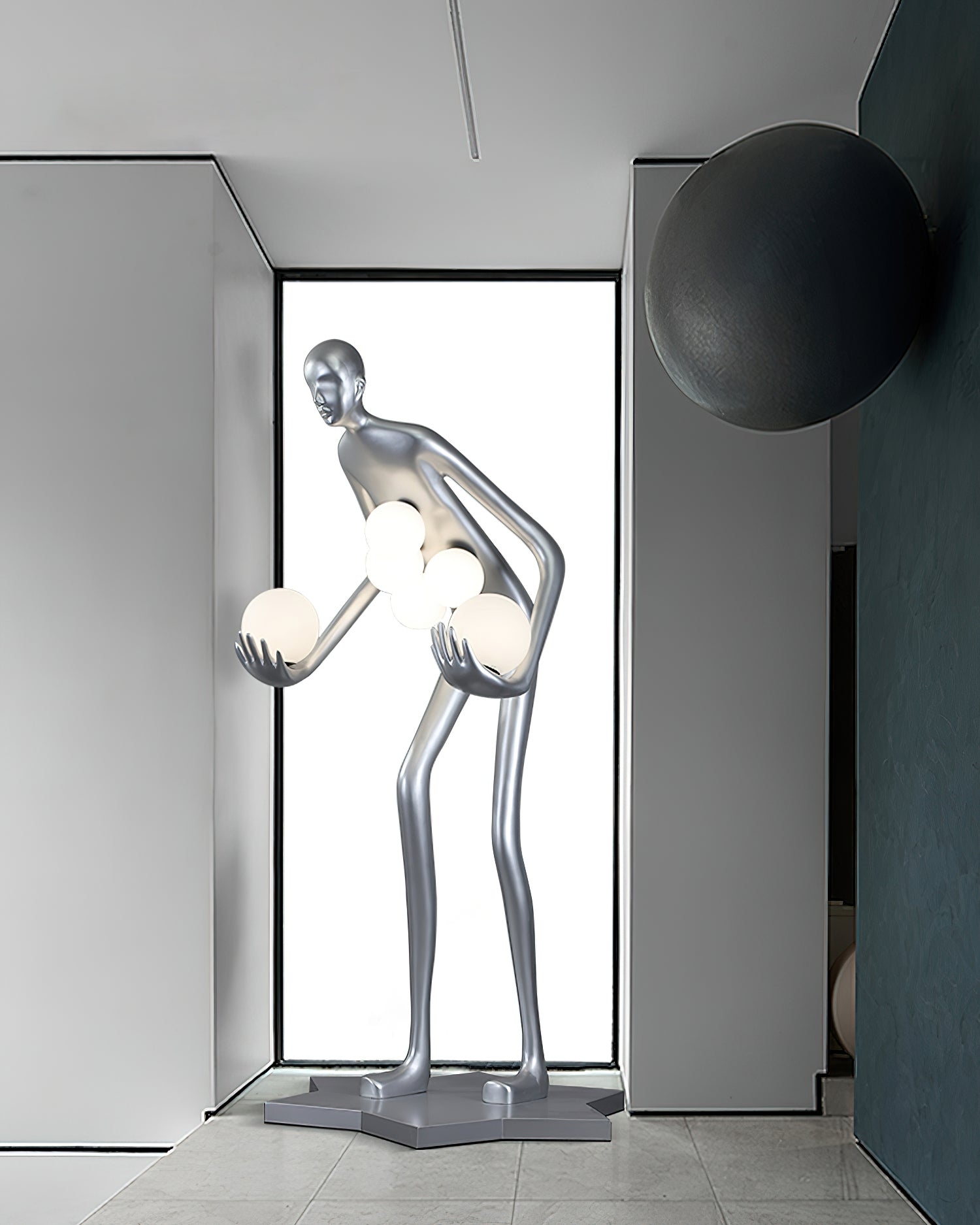 Modern Celestial Guardian Sculpture Floor Lamp Tall Artistic Standing Figurative Light