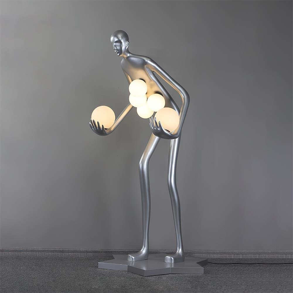 Modern Celestial Guardian Sculpture Floor Lamp Tall Artistic Standing Figurative Light