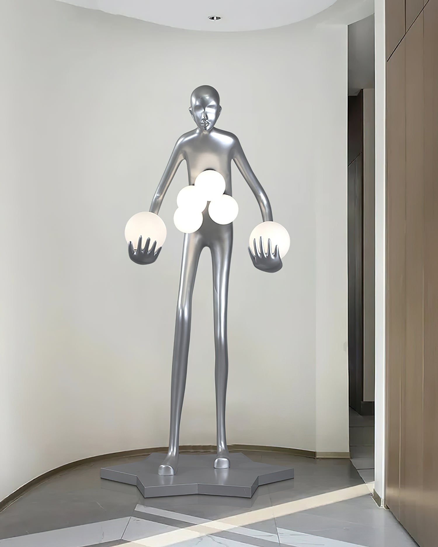 Modern Celestial Guardian Sculpture Floor Lamp Tall Artistic Standing Figurative Light