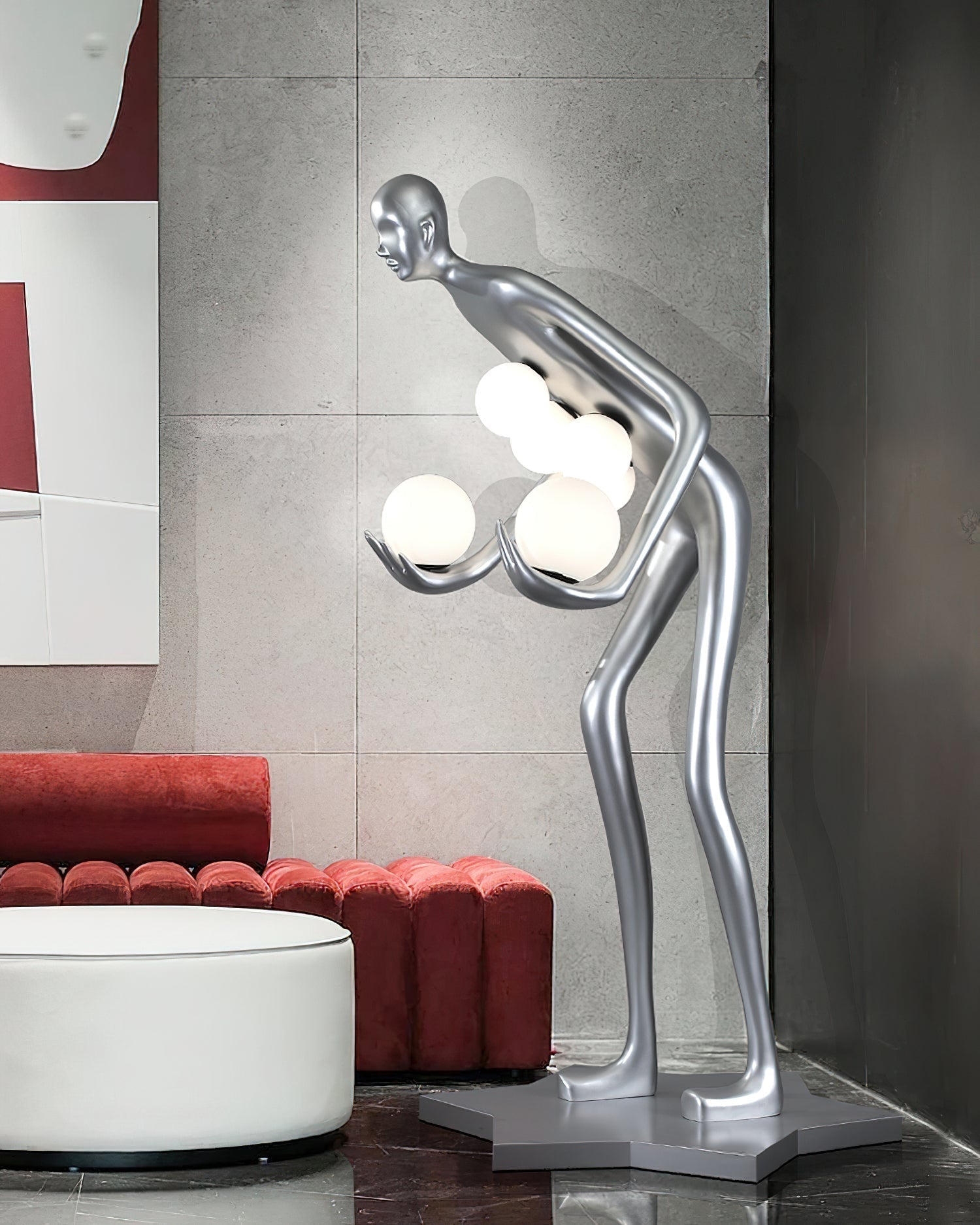 Modern Celestial Guardian Sculpture Floor Lamp Tall Artistic Standing Figurative Light