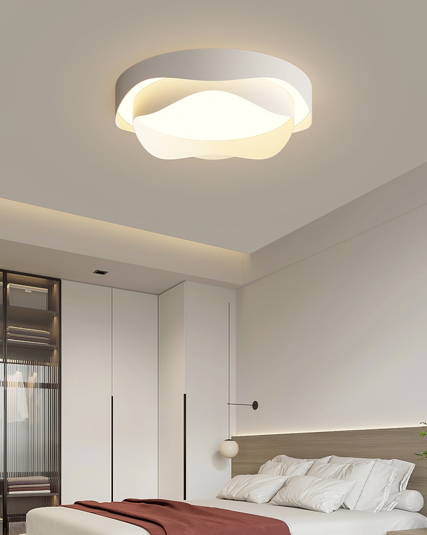 Cenia Modern Circular LED Ceiling Light White Matte Finish Minimalist Flush Mount Fixture