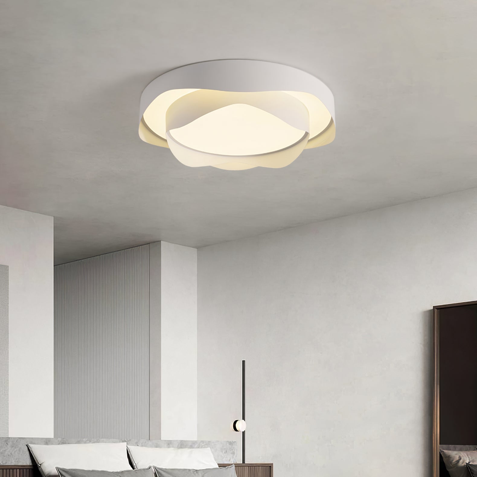 Cenia Modern Circular LED Ceiling Light White Matte Finish Minimalist Flush Mount Fixture