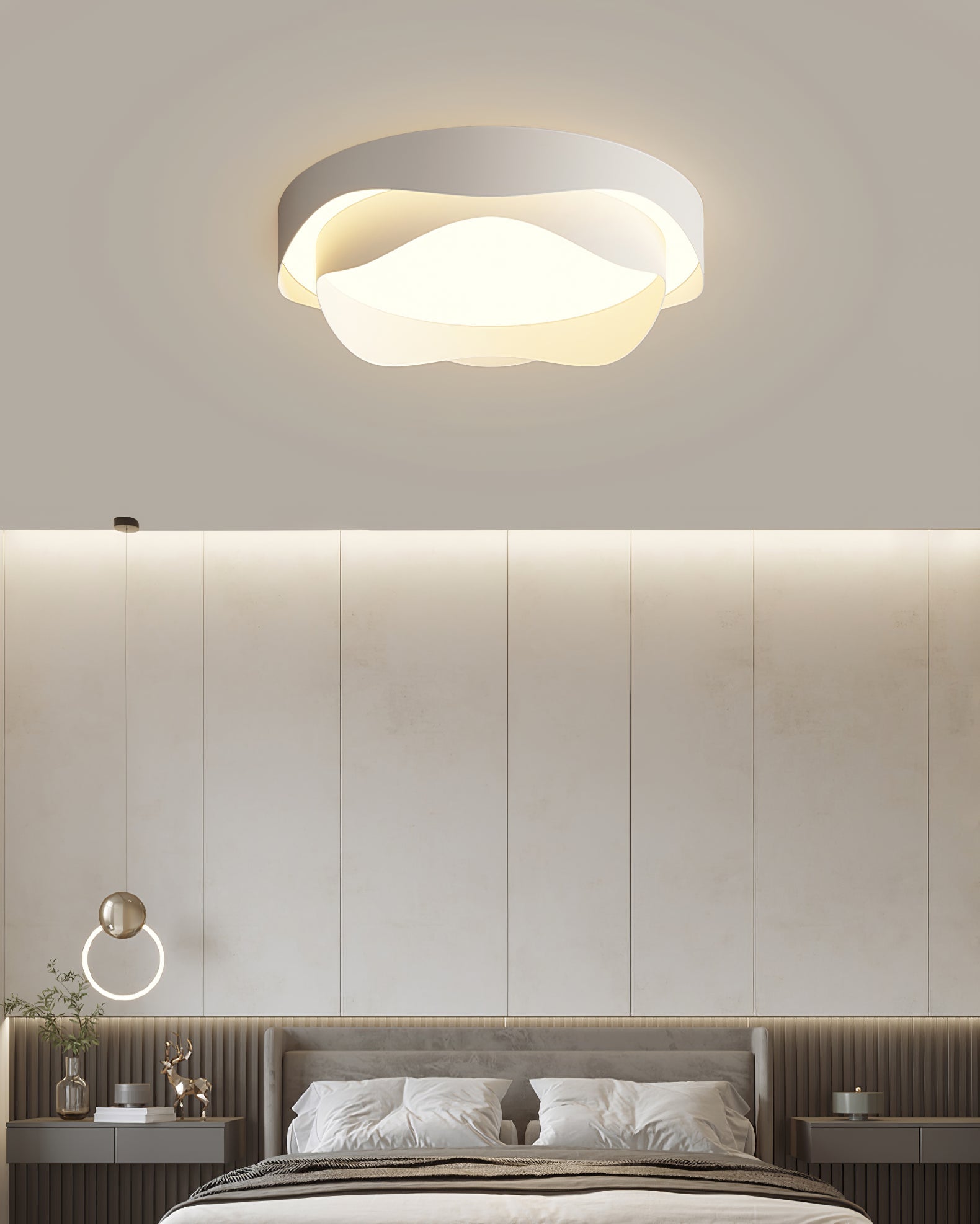 Cenia Modern Circular LED Ceiling Light White Matte Finish Minimalist Flush Mount Fixture