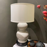 Modern Ceramic Gourd Table Lamp with Brushed Metal Base and White Cotton Shade