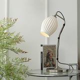 Elegant White Ceramic Ribbed Side Table Lamp for Modern Living Room Decor