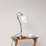 Elegant White Ceramic Ribbed Side Table Lamp for Modern Living Room Decor