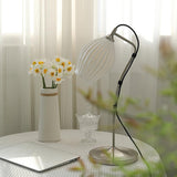 Elegant White Ceramic Ribbed Side Table Lamp for Modern Living Room Decor