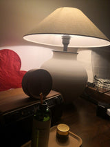 Decker Ceramic Bedside Table Lamp with Pottery Vase Base and Fabric Shade