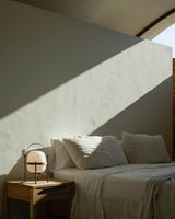 Modern Portable Glass Lantern Table Lamp with Wood Handle and Glass Shade for Ambient Lighting