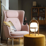 Modern Portable Glass Lantern Table Lamp with Wood Handle and Glass Shade for Ambient Lighting