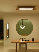 Modern Minimalist Wood and Acrylic Channel Ceiling Lamp with Integrated LED Lighting