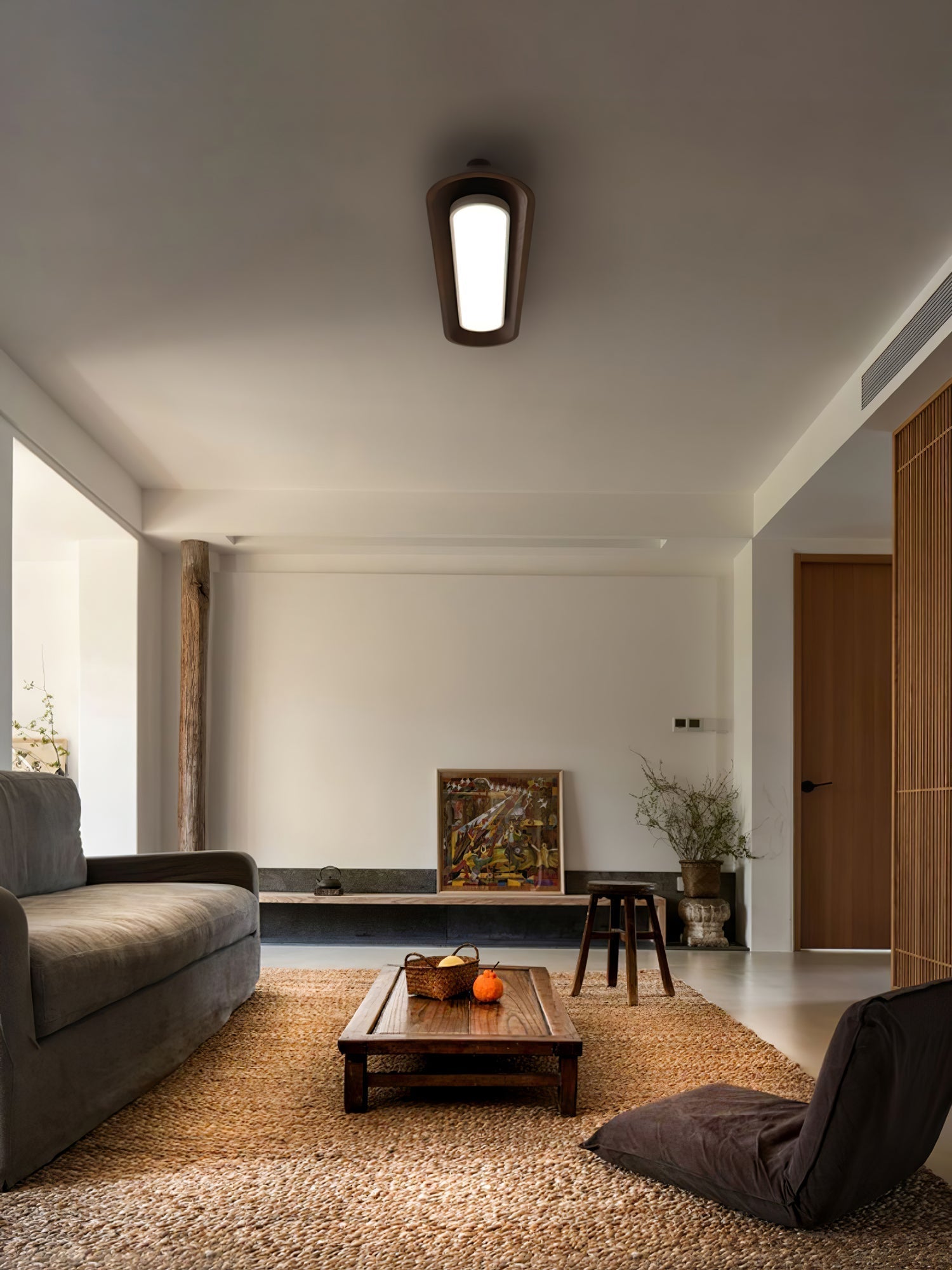 Modern Minimalist Wood and Acrylic Channel Ceiling Lamp with Integrated LED Lighting