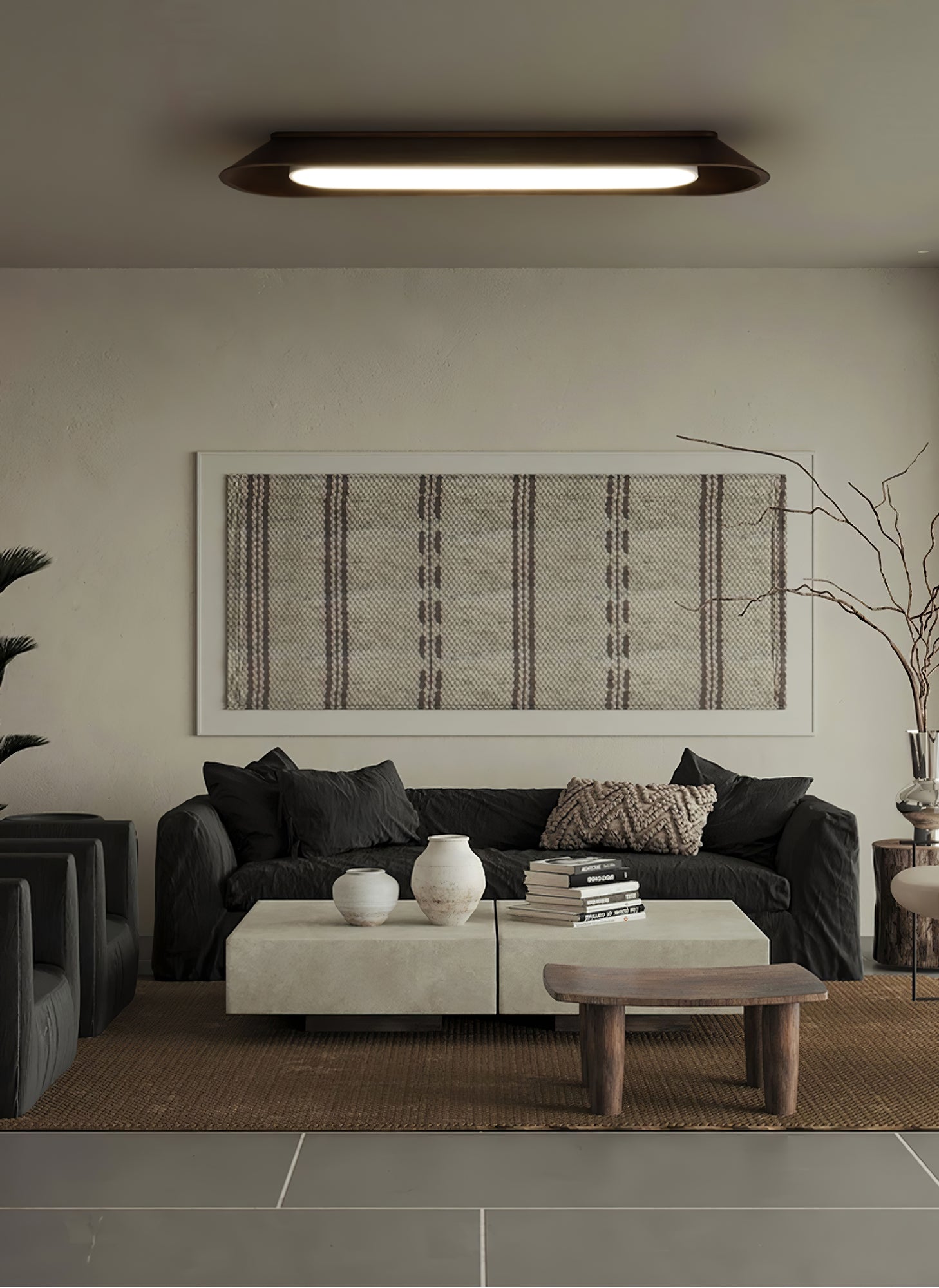 Modern Minimalist Wood and Acrylic Channel Ceiling Lamp with Integrated LED Lighting