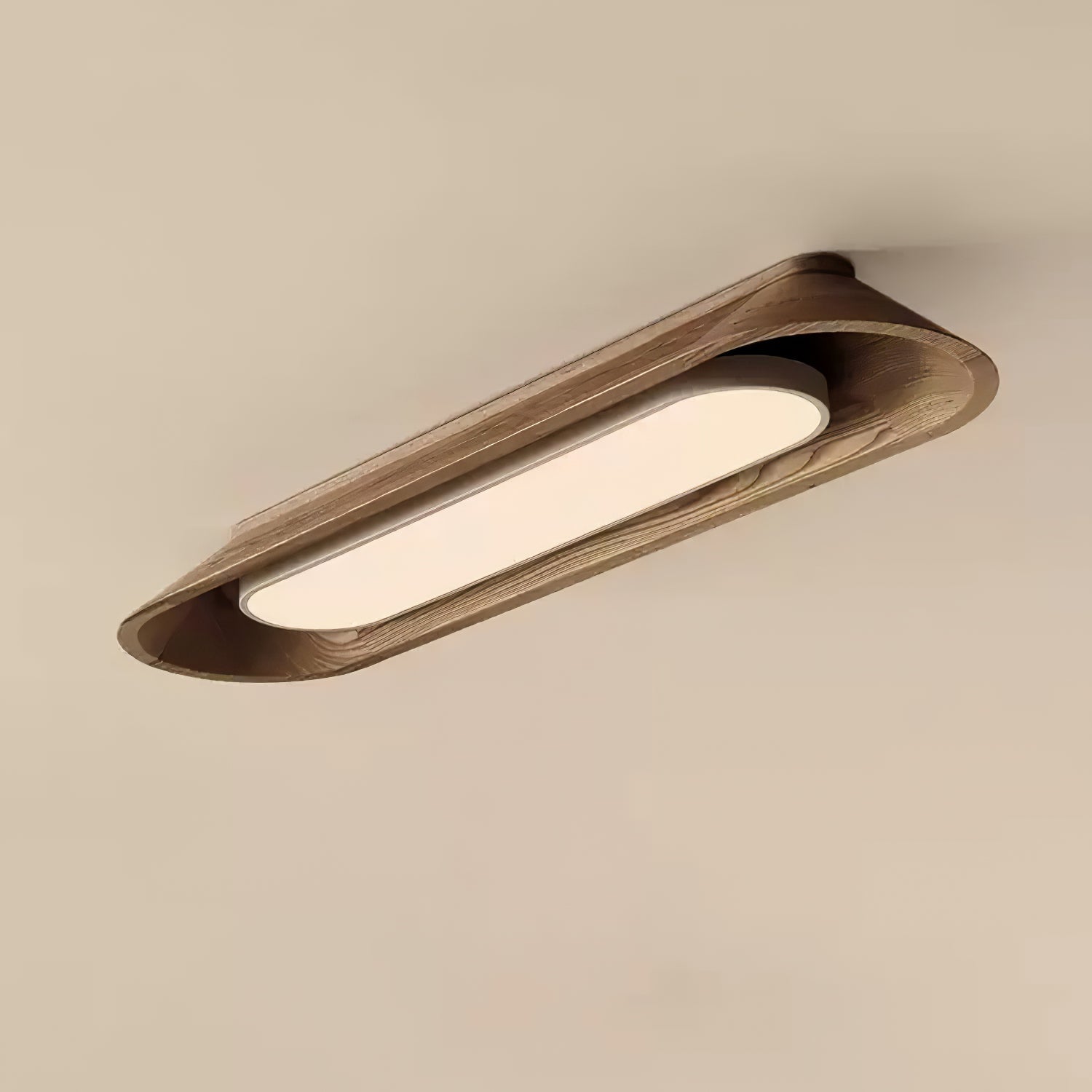Modern Minimalist Wood and Acrylic Channel Ceiling Lamp with Integrated LED Lighting