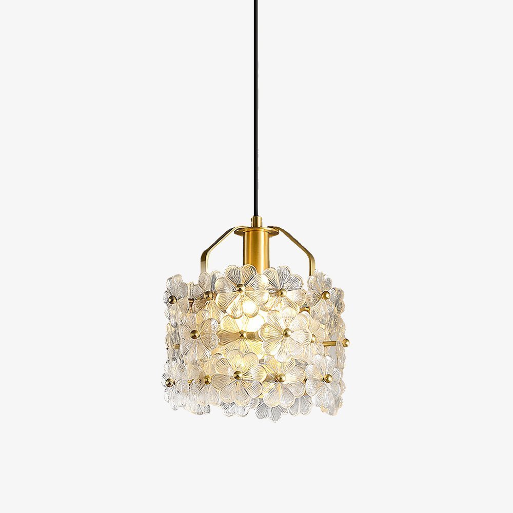vintage-brass-and-flowered-glass-charlotte-pendant-light-fixture-for-entryway-lighting