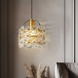 vintage-brass-and-flowered-glass-charlotte-pendant-light-fixture-for-entryway-lighting