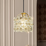 vintage-brass-and-flowered-glass-charlotte-pendant-light-fixture-for-entryway-lighting