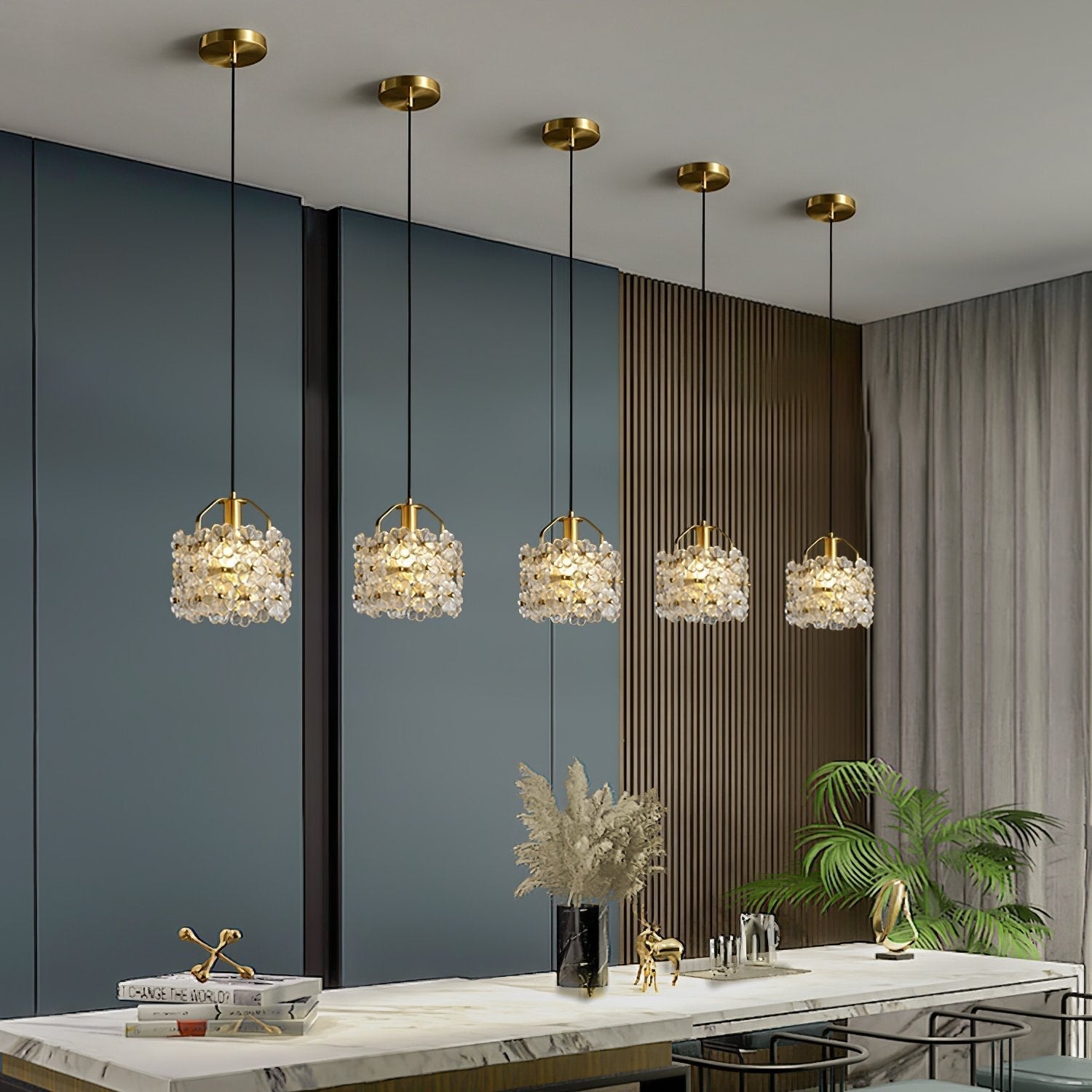 vintage-brass-and-flowered-glass-charlotte-pendant-light-fixture-for-entryway-lighting