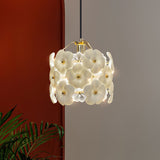 vintage-brass-and-flowered-glass-charlotte-pendant-light-fixture-for-entryway-lighting