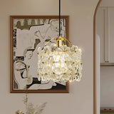 vintage-brass-and-flowered-glass-charlotte-pendant-light-fixture-for-entryway-lighting