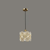 vintage-brass-and-flowered-glass-charlotte-pendant-light-fixture-for-entryway-lighting