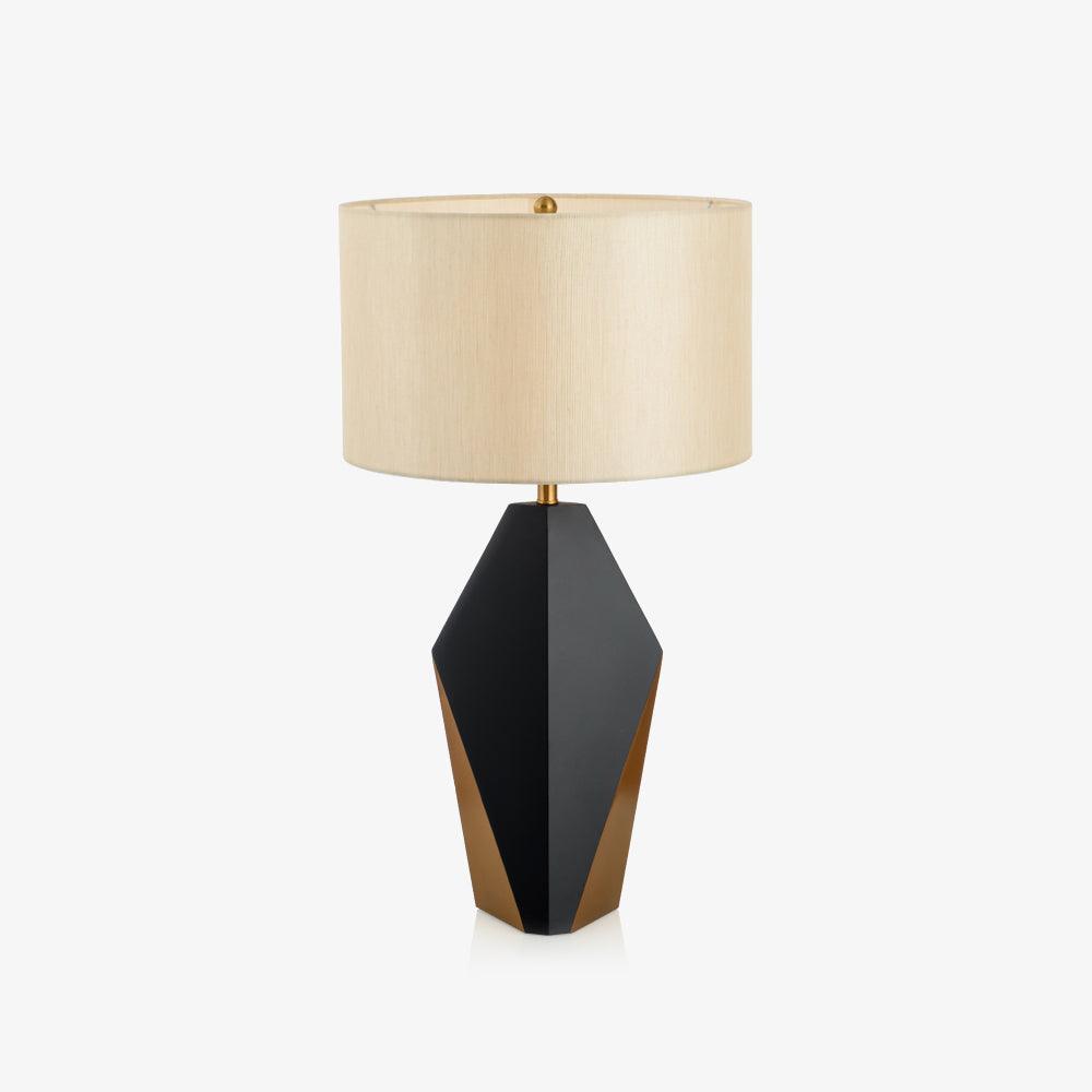 Checklist Modern Minimalist Metal Table Lamp with Beige Fabric Shade and Gold Finish