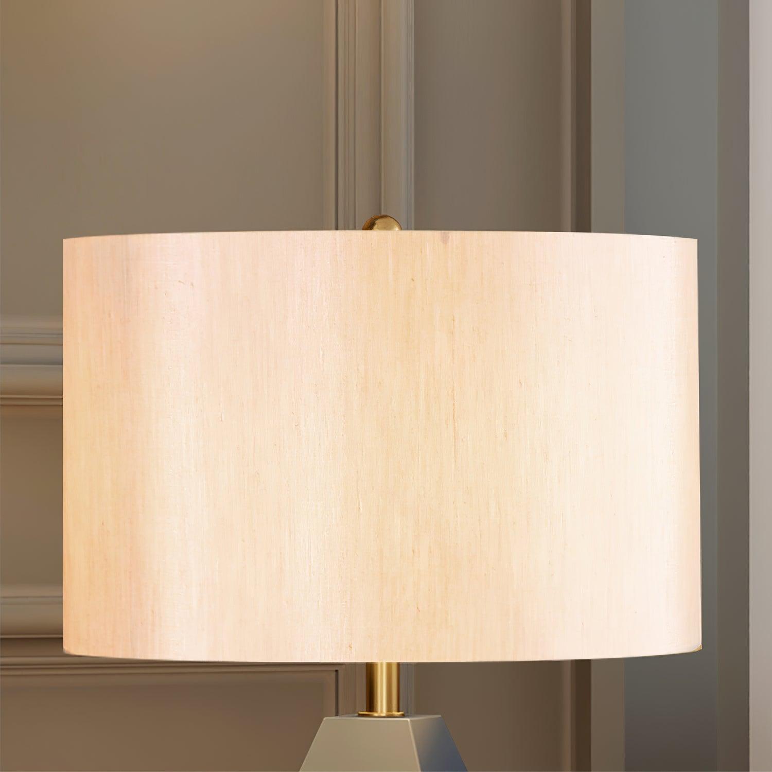 Checklist Modern Minimalist Metal Table Lamp with Beige Fabric Shade and Gold Finish