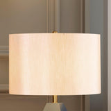 Checklist Modern Minimalist Metal Table Lamp with Beige Fabric Shade and Gold Finish
