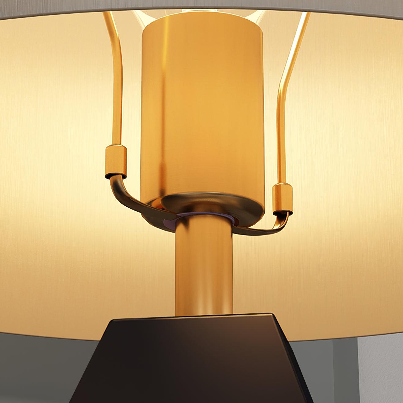 Checklist Modern Minimalist Metal Table Lamp with Beige Fabric Shade and Gold Finish