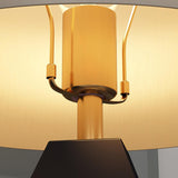 Checklist Modern Minimalist Metal Table Lamp with Beige Fabric Shade and Gold Finish