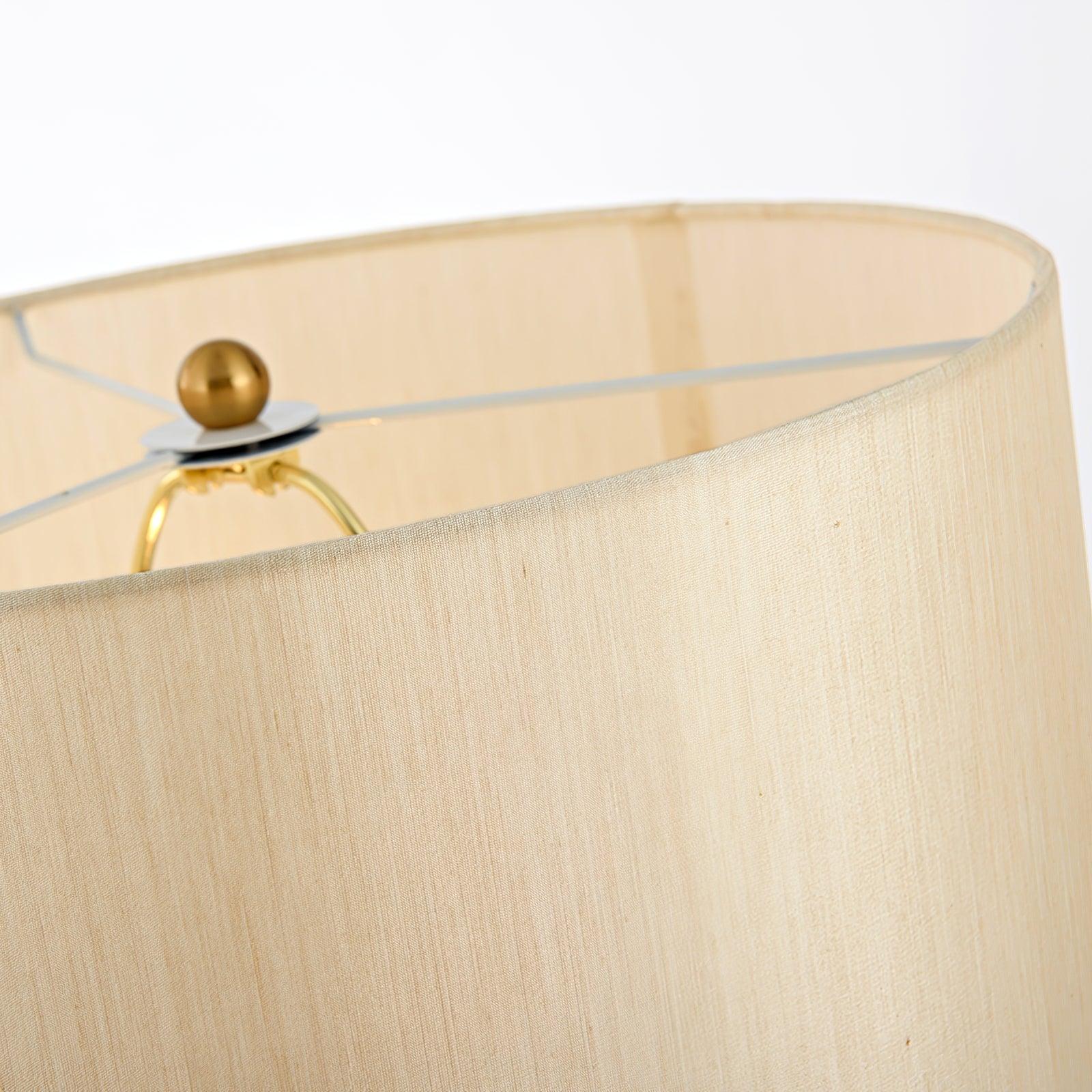 Checklist Modern Minimalist Metal Table Lamp with Beige Fabric Shade and Gold Finish
