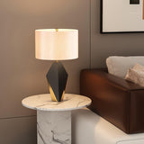 Checklist Modern Minimalist Metal Table Lamp with Beige Fabric Shade and Gold Finish
