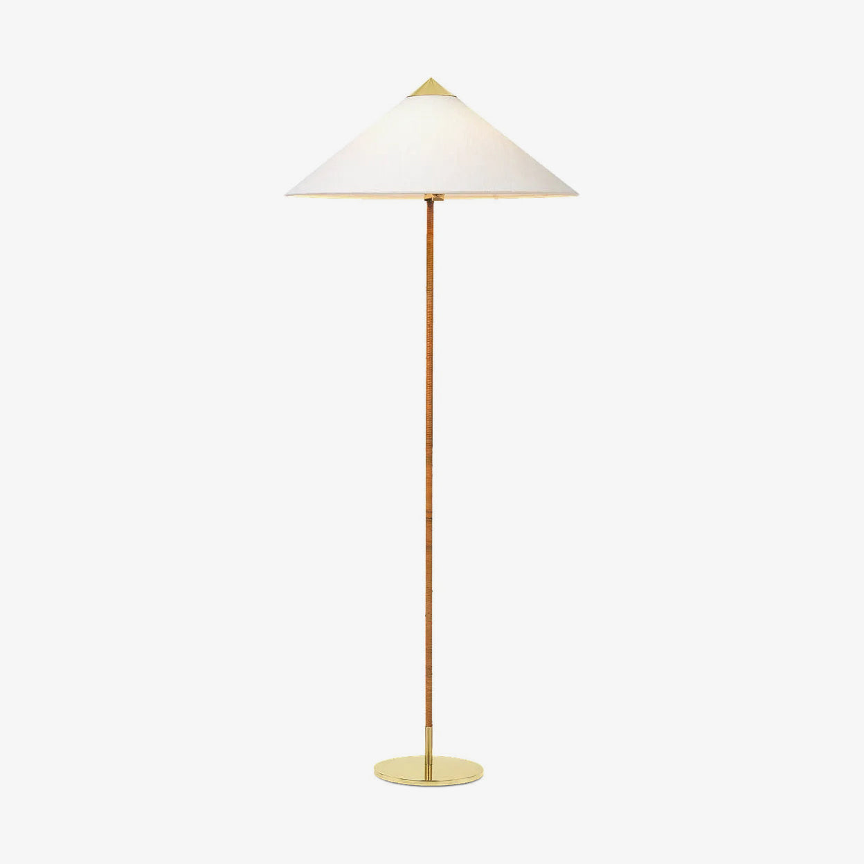 Mid Century Modern Rattan Stem Floor Lamp with Elegant Fabric Shade for Indoor Living Spaces