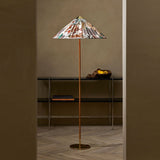 Mid Century Modern Rattan Stem Floor Lamp with Elegant Fabric Shade for Indoor Living Spaces