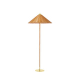 Mid Century Modern Rattan Stem Floor Lamp with Elegant Fabric Shade for Indoor Living Spaces