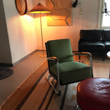 Mid Century Modern Rattan Stem Floor Lamp with Elegant Fabric Shade for Indoor Living Spaces