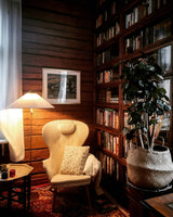 Mid Century Modern Rattan Stem Floor Lamp with Elegant Fabric Shade for Indoor Living Spaces