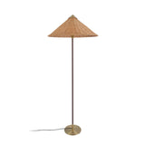 Mid Century Modern Rattan Stem Floor Lamp with Elegant Fabric Shade for Indoor Living Spaces