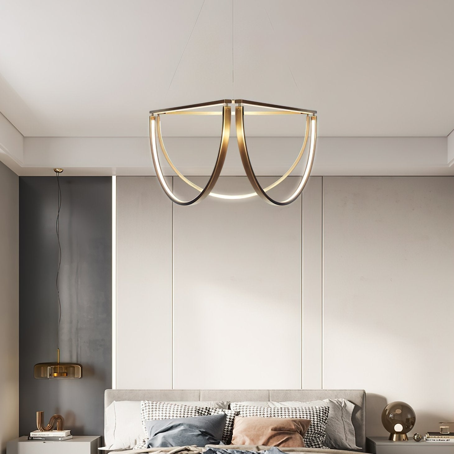 modern-semi-circular-chord-cluster-chandelier-mirror-titanium-acrylic-led-pendant-light